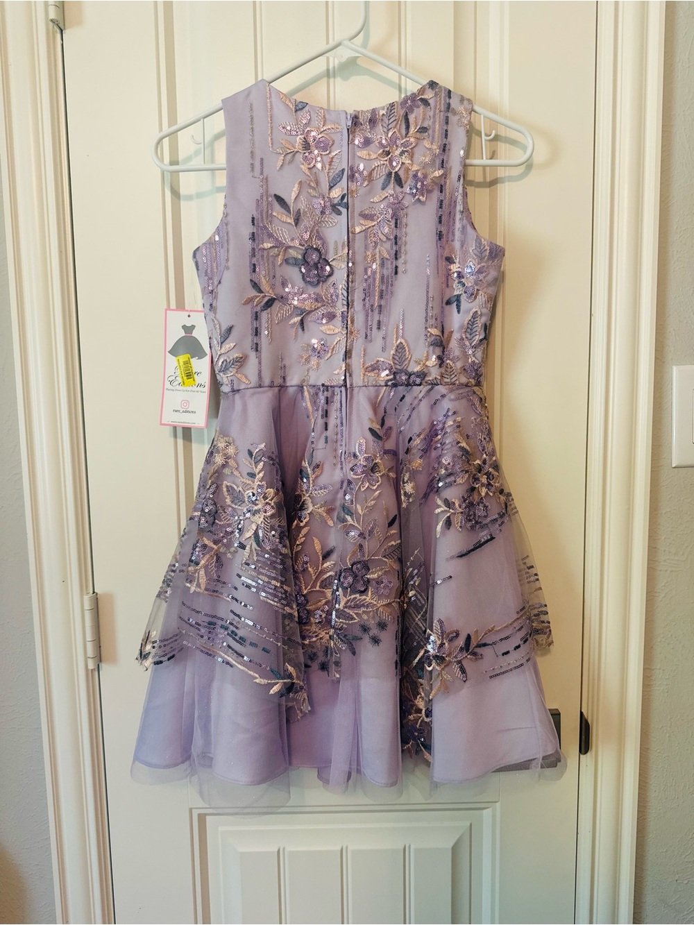 Rare Editions Lavender Floral Sequin Party Dress - Picture 2 of 2